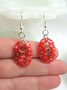 Red Millefiori component earrings
